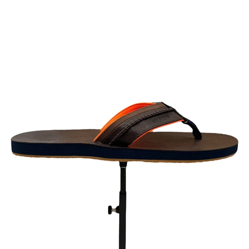 Tommy Hilfiger Mens Dembo Thong Sandal Size 11 Brown Faux‎ Leather Flexible